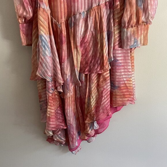 LoveShackFancy Women 4 Rainbow Cloud Silk Handkerchief Meridian Midi Dress NWT - Picture 3 of 15